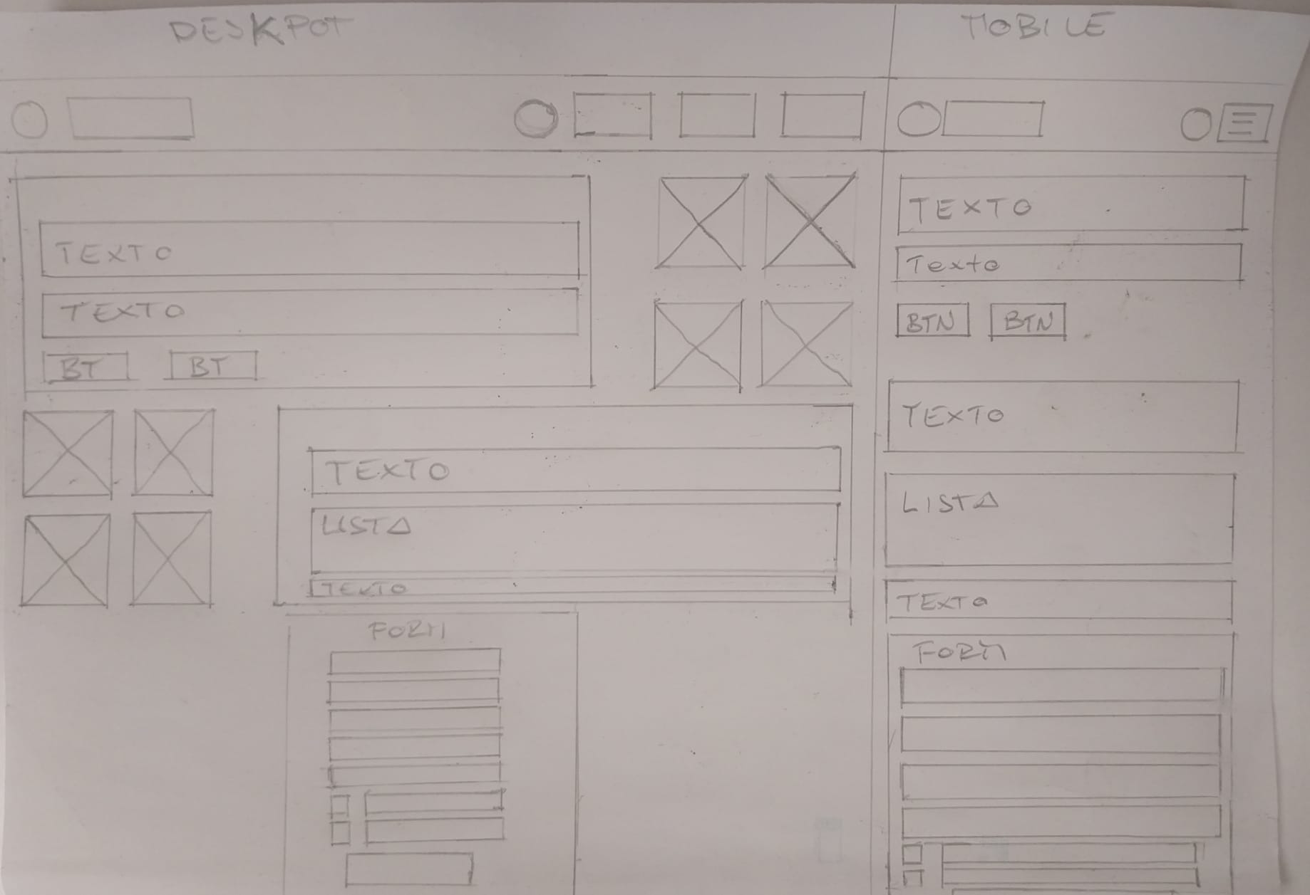 Wireframe boceto lápiz
